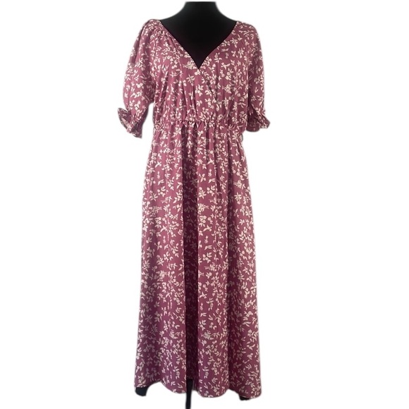 Floral Pink,white,Flutter,split,V neck,Maxi Dress,Large,New - Picture 6 of 6